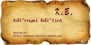 Környei Bálint névjegykártya